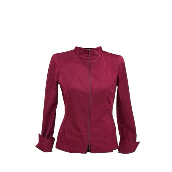 Lafayette 148 New York Zip Front Structured Jacket Berry Red 12 - Picture 7 of 7